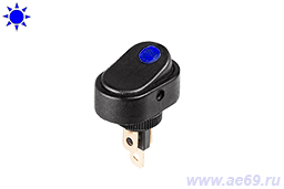 Выключатель-клавиша ASW-20D-2A ON-OFF(2-х поз.) 12В-30А, синий ламповый индикатор