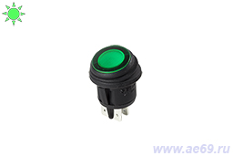 Выключатель-клавиша SCI R13-244B8-02 ON-OFF(2-х поз.) 12В-15А, герм. IP65, зелёный светодиодный индикатор