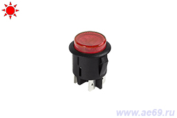 Выключатель-кнопка SCI R13-541AL 12В 20А OFF-ON (2-х поз.) красный светодиодный индикатор, без фиксации