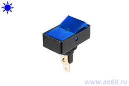 Выключатель-клавиша ASW-11D ON-OFF(2-х поз.) 12В-20А, синий ламповый индикатор