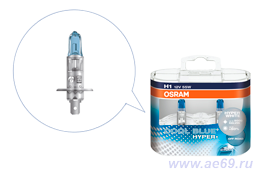 Лампа галог. H1 12*55 (б\пров.) "Osram" Cool Blue HYPER (5000K) Euro Box (к-кт/2шт) Германия