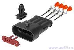 Колодка соединит. 4 конт. 1,5мм штырь герм.IP66/67(к-кт с клеммами и уплотн. под 1,50-2,50мм кв.)