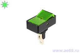 Выключатель-клавиша ASW-11D ON-OFF(2-х поз.) 12В-20А, зелёный ламповый индикатор