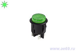 Выключатель-кнопка SCI R13-541BL 12В 20А ON-OFF (2-х поз.) зелёный светодиодный индикатор, без фиксации