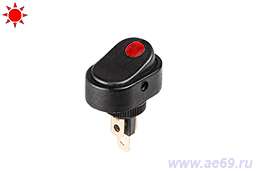 Выключатель-клавиша ASW-20D-2A ON-OFF(2-х поз.) 12В-30А, красный ламповый индикатор