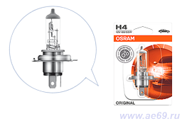 Лампа галог. H4 12*60*55 "Osram" Р43t Германия (блистер)