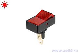 Выключатель-клавиша ASW-11D ON-OFF(2-х поз.) 12В-20А, красный ламповый индикатор