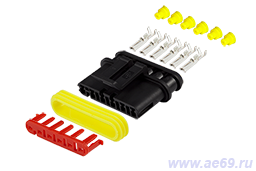 Колодка соединит. 6 конт. 1,5мм гнездо герм.IP66/67(к-кт с клеммами и уплотн. под 0,50-1,00мм кв.)
