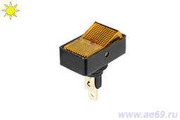 Выключатель-клавиша ASW-11D ON-OFF(2-х поз.) 12В-20А, жёлтый ламповый индикатор