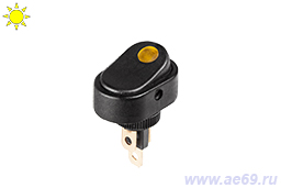 Выключатель-клавиша ASW-20D-2A ON-OFF(2-х поз.) 12В-30А, жёлтый ламповый индикатор